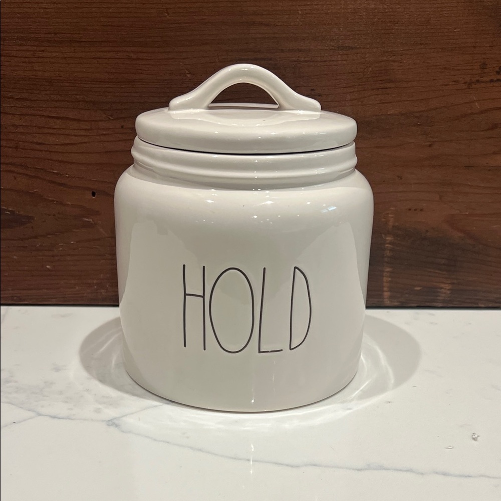 🔥‼️Rae Dunn White Ceramic 'HOLD' Storage Canister‼️🔥